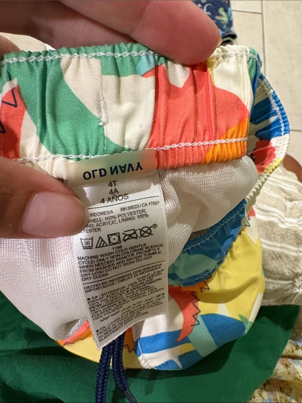 Old Navy Boys Tropical Print Swim Trunks - Green, Blue, Yellow, Coral